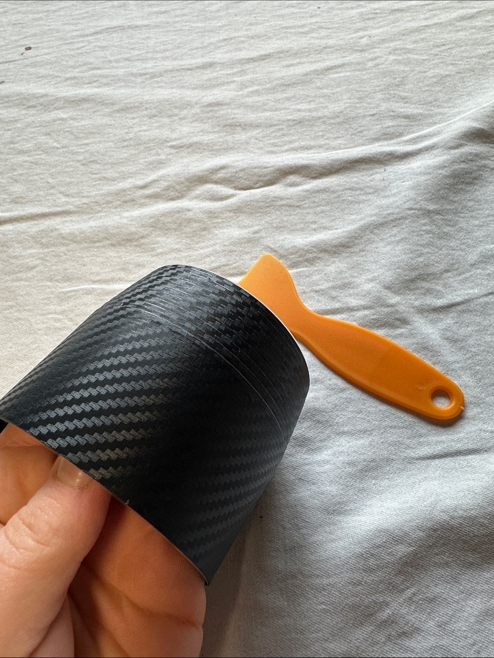Black Carbon Fiber Vinyl Wrap with Orange Applicator